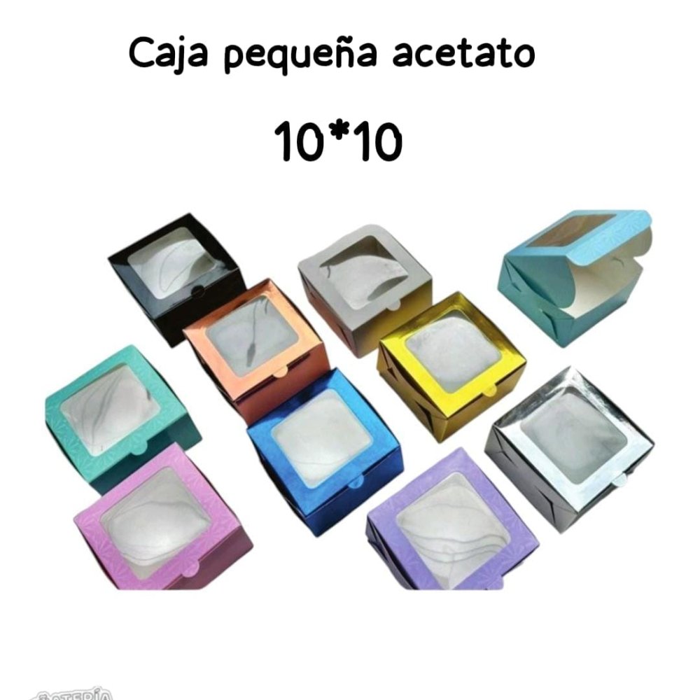 CAJA PEQUEÑA ACETATO METALIZADA Y PASTEL