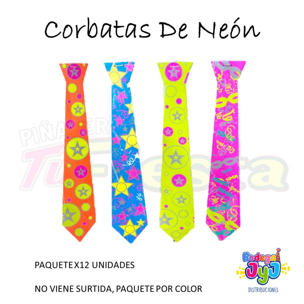 CORBATAS NEON X12 -MEGAFIESTAS