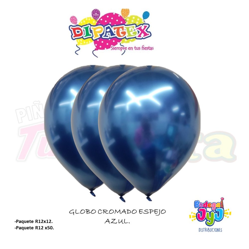 GLOBO AZUL CROMADO ESPEJO DIPATEX R6 X50 UNIDADES