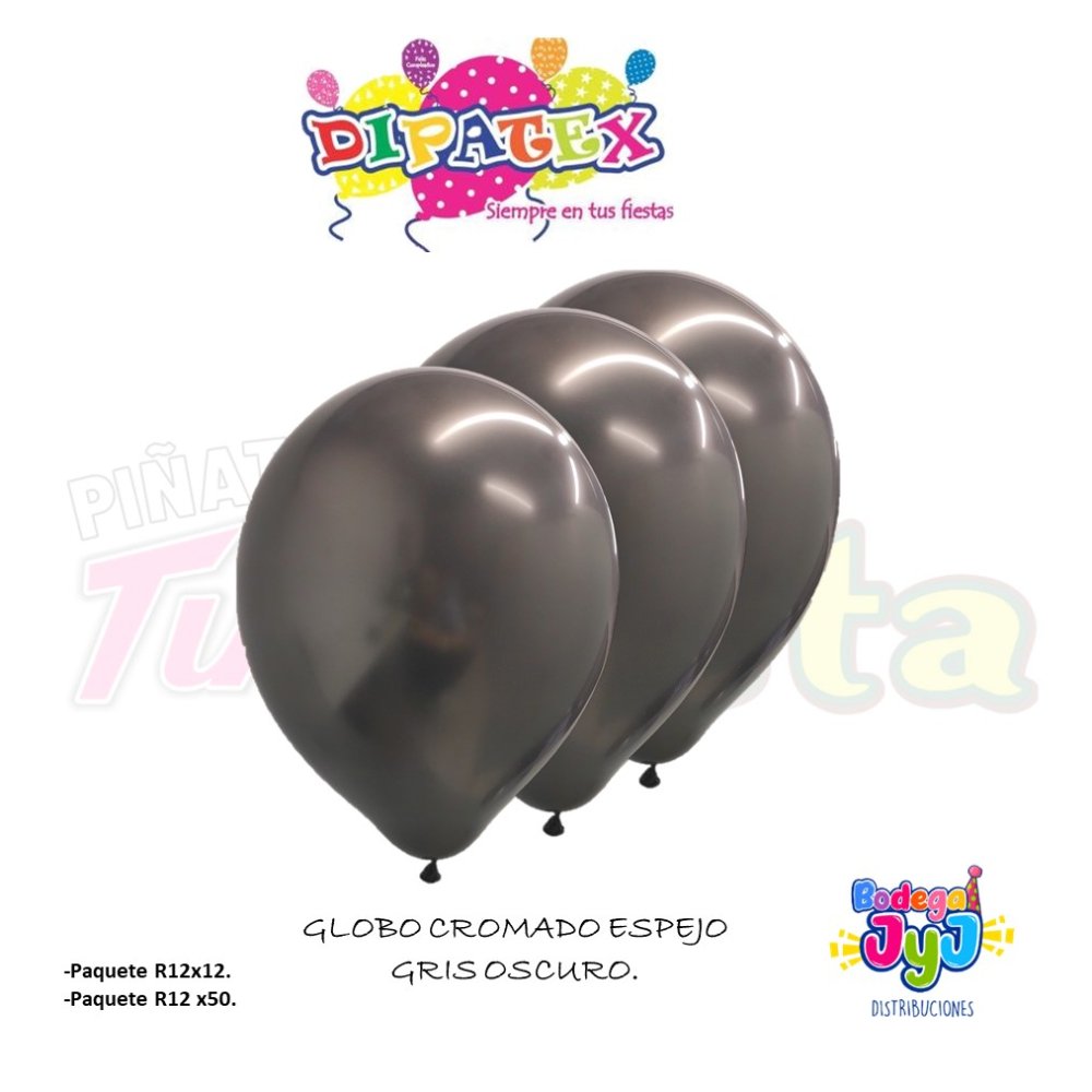 GLOBO GRIS OSCURO CROMADO ESPEJO DIPATEX R12 X12 UNIDADES