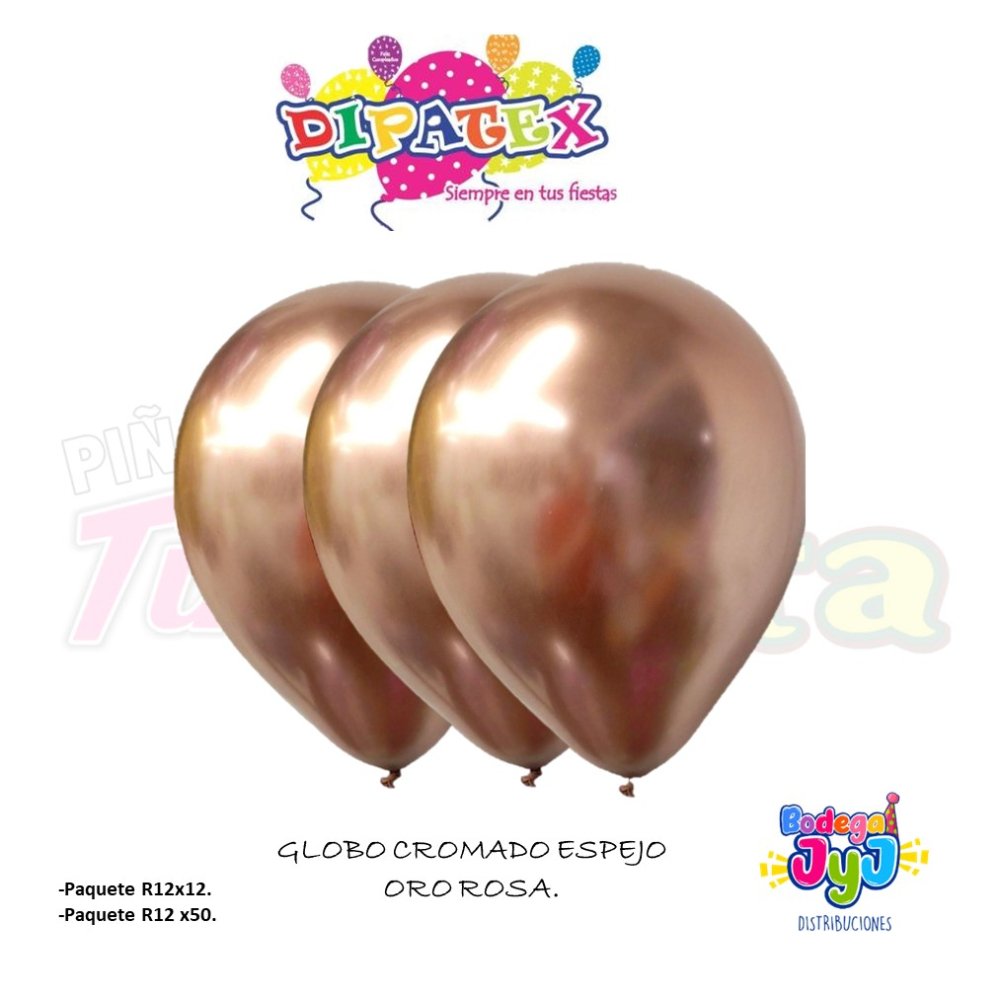 GLOBO ORO ROSA CROMADO ESPEJO DIPATEX R12 X50 UNIDADES