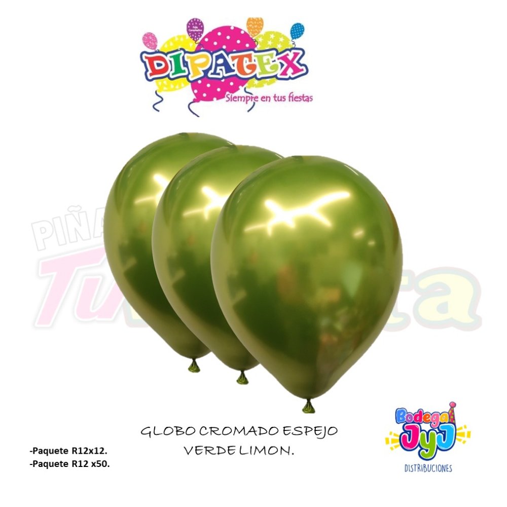 GLOBO VERDE LIMON CROMADO ESPEJO DIPATEX R12 X50 UNIDADES