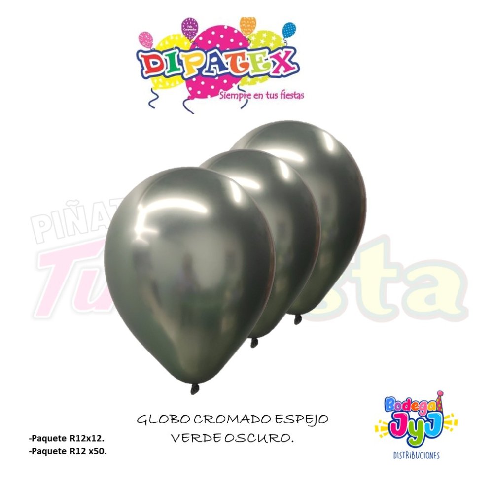 GLOBO VERDE OSCURO CROMADO ESPEJO DIPATEX VERDE R12 X12 UNIDADES
