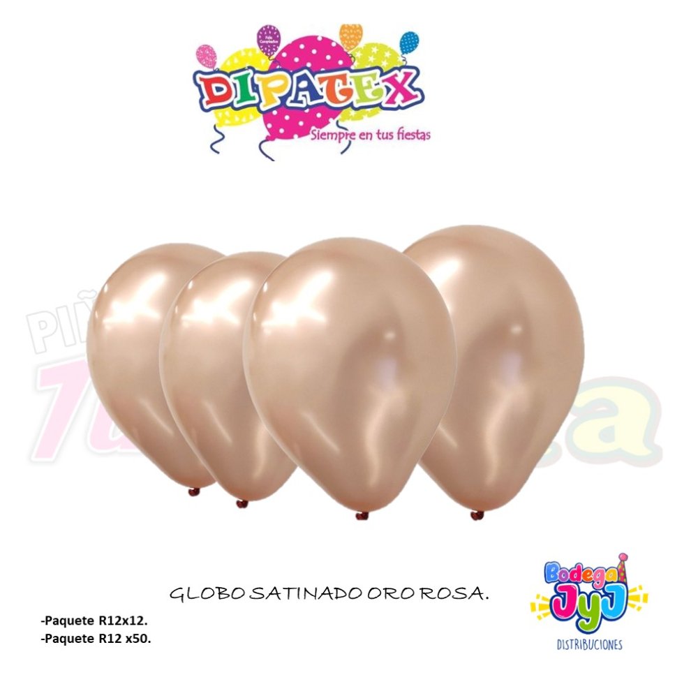 GLOBO ORO ROSA SATINADO DIPATEX R12 X50 UNIDADES