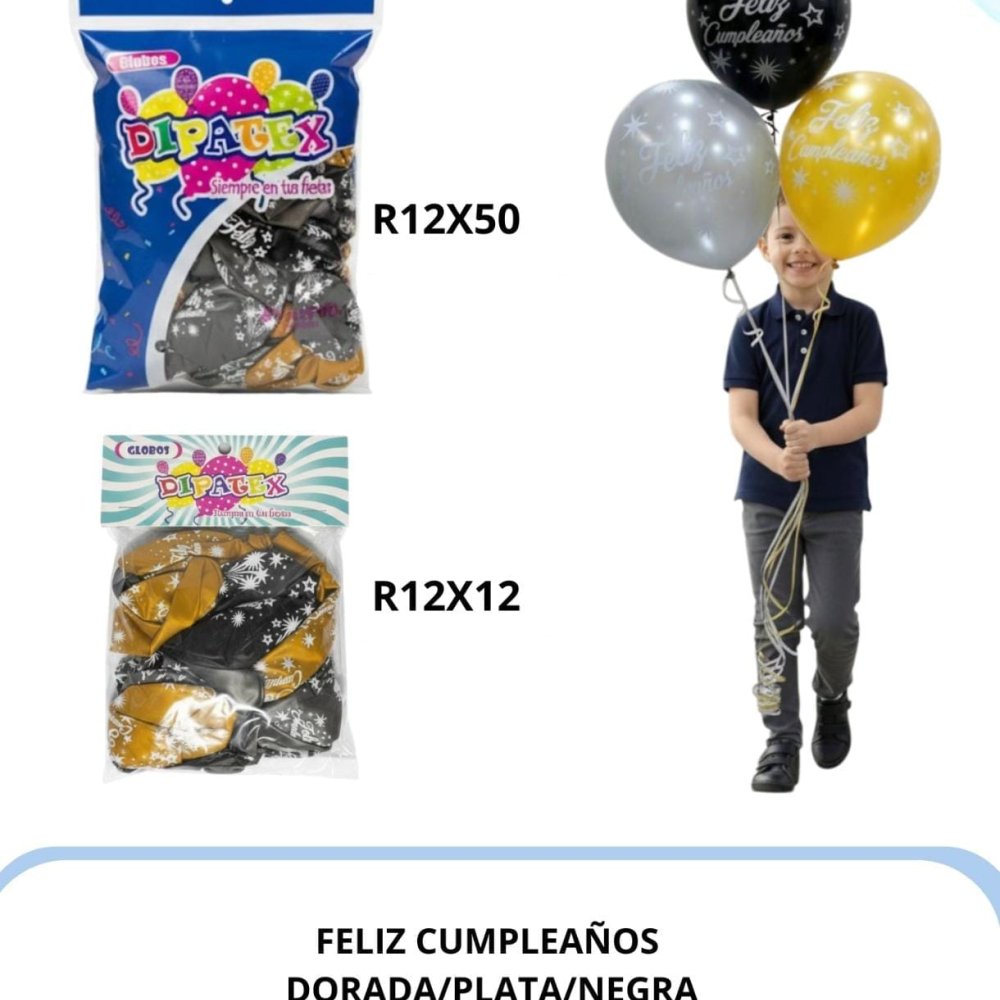 GLOBO FELIZ CUMPLEAÑOS METAL INFINITY DIPATEX R12 X50 UNIDADES