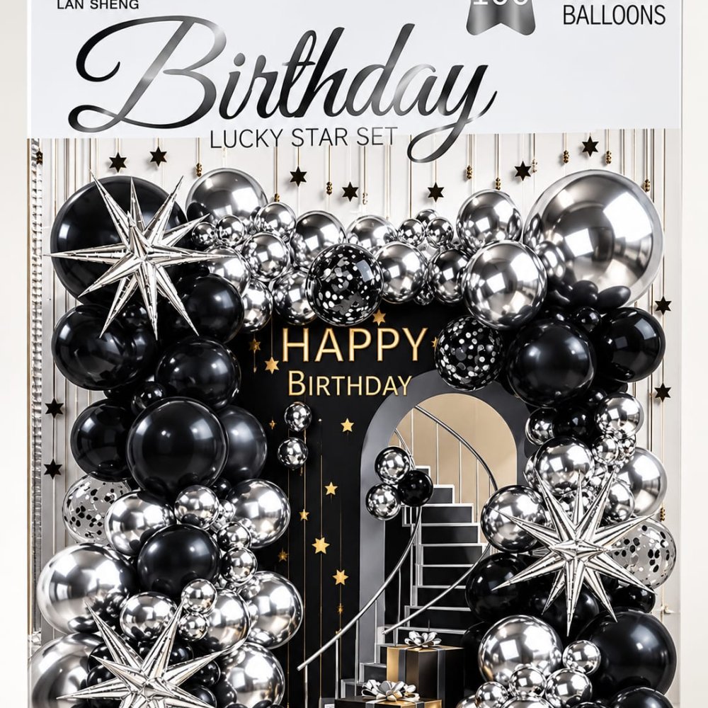 SET GLOBOS X100 CON ESTRELLA 12 PUNTAS
