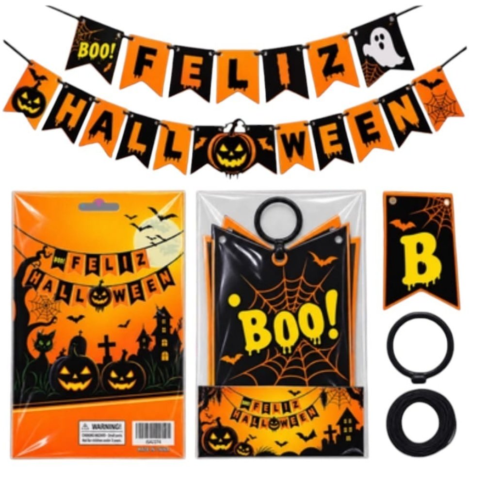 LETRERO BANDERIN FELIZ HALLOWEEN ISA2274