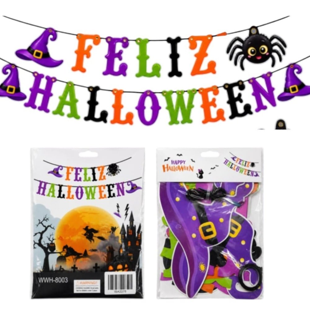 LETRERO FELIZ HALLOWEEN SOMBREROS BRUJA ISA2275