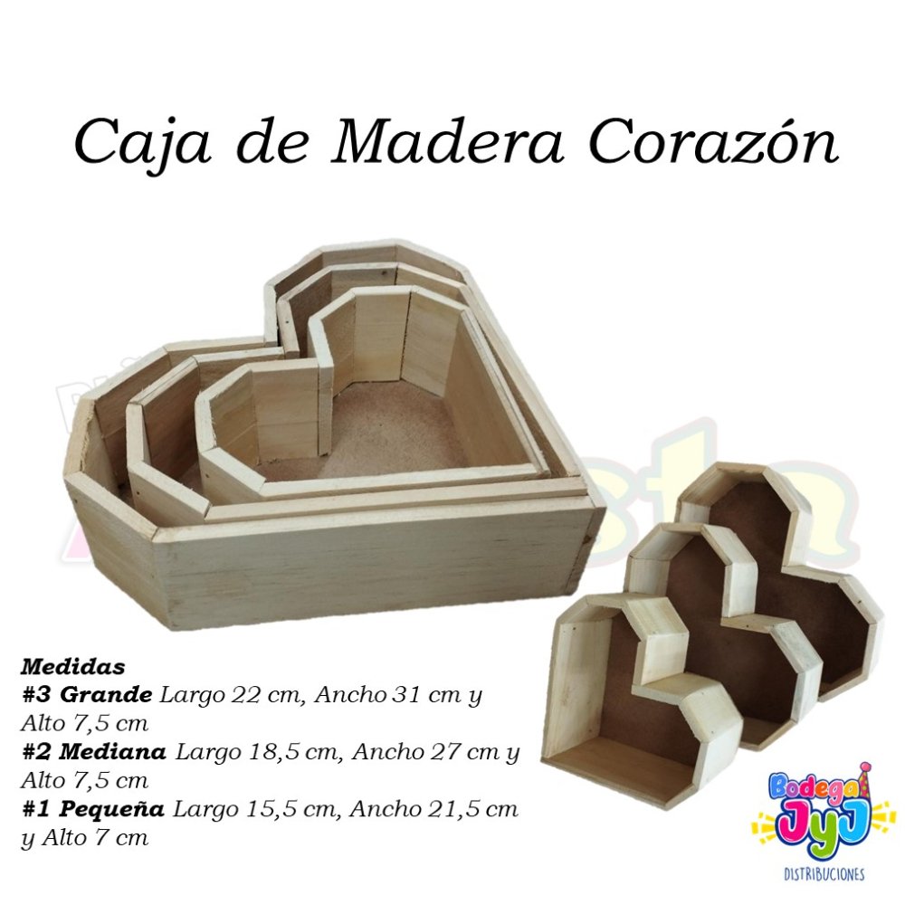 CAJA DE MADERA CORAZÓN #3 GRANDE
