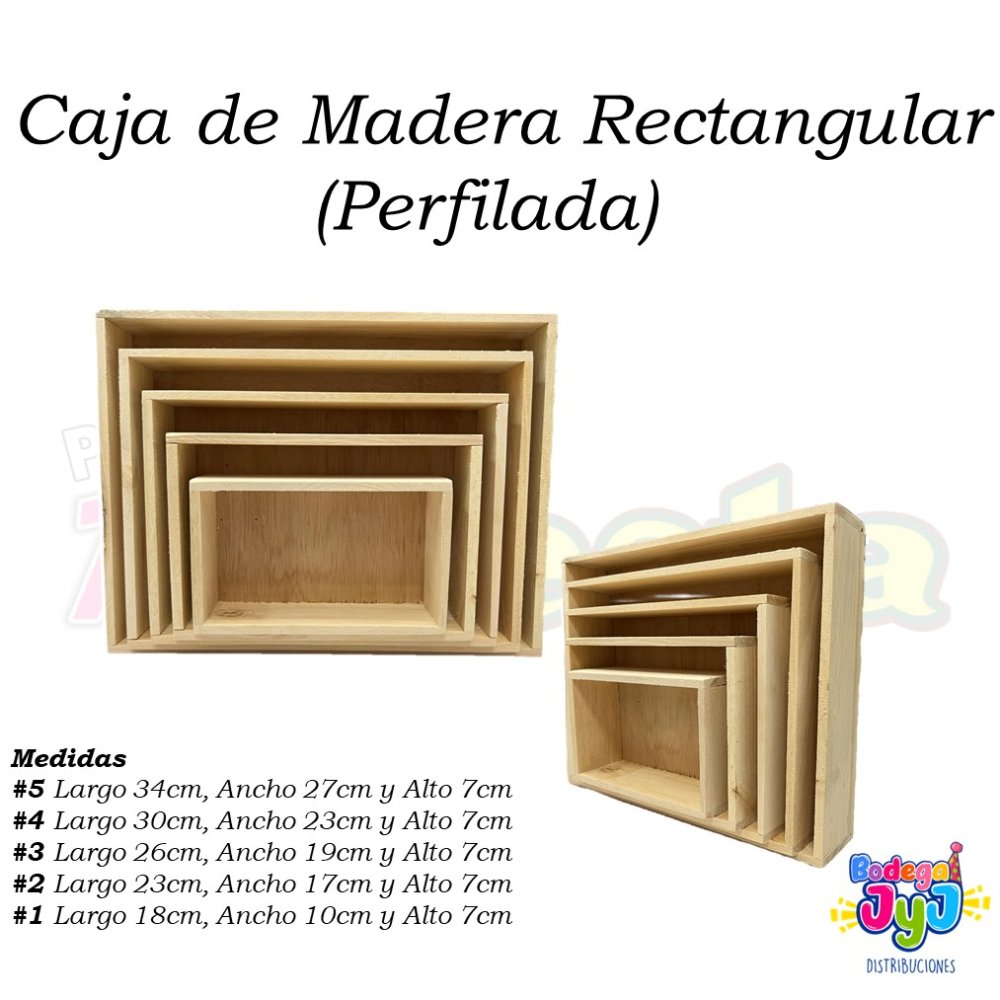 CAJA DE MADERA RECTANGULAR PERFILADA #5
